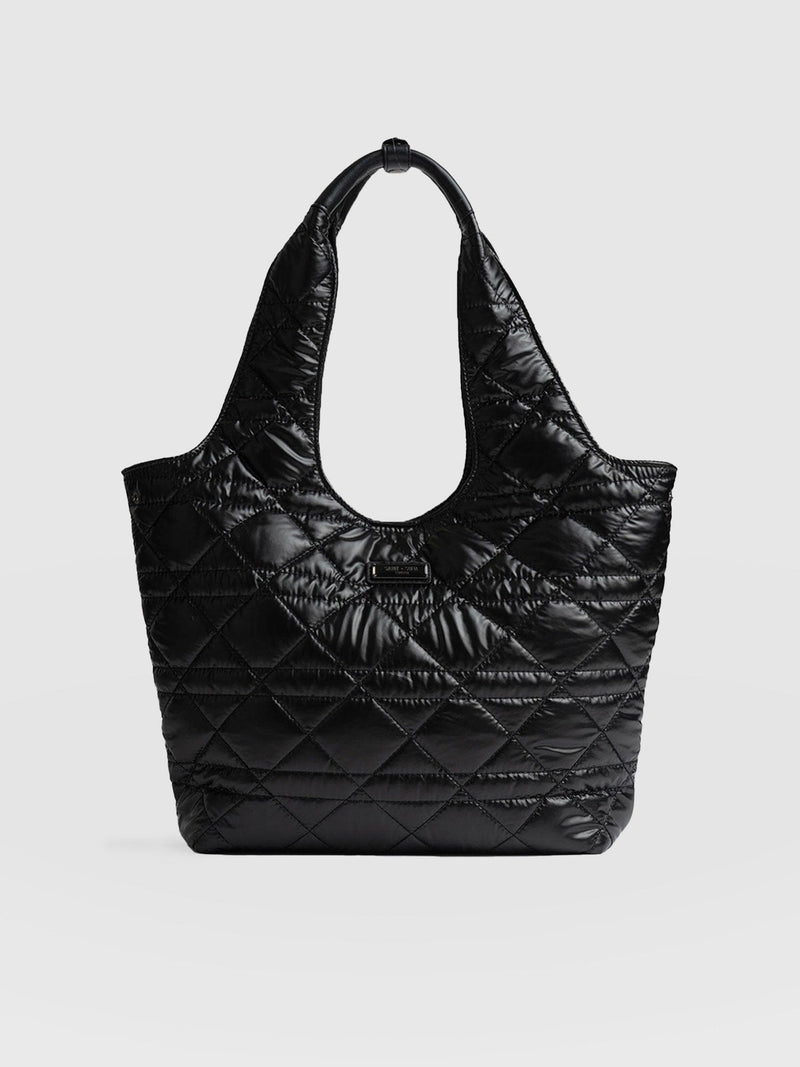 Stella Shoulder Tote Bag Gloss Black - Women's Bags | Saint + Sofia® USA