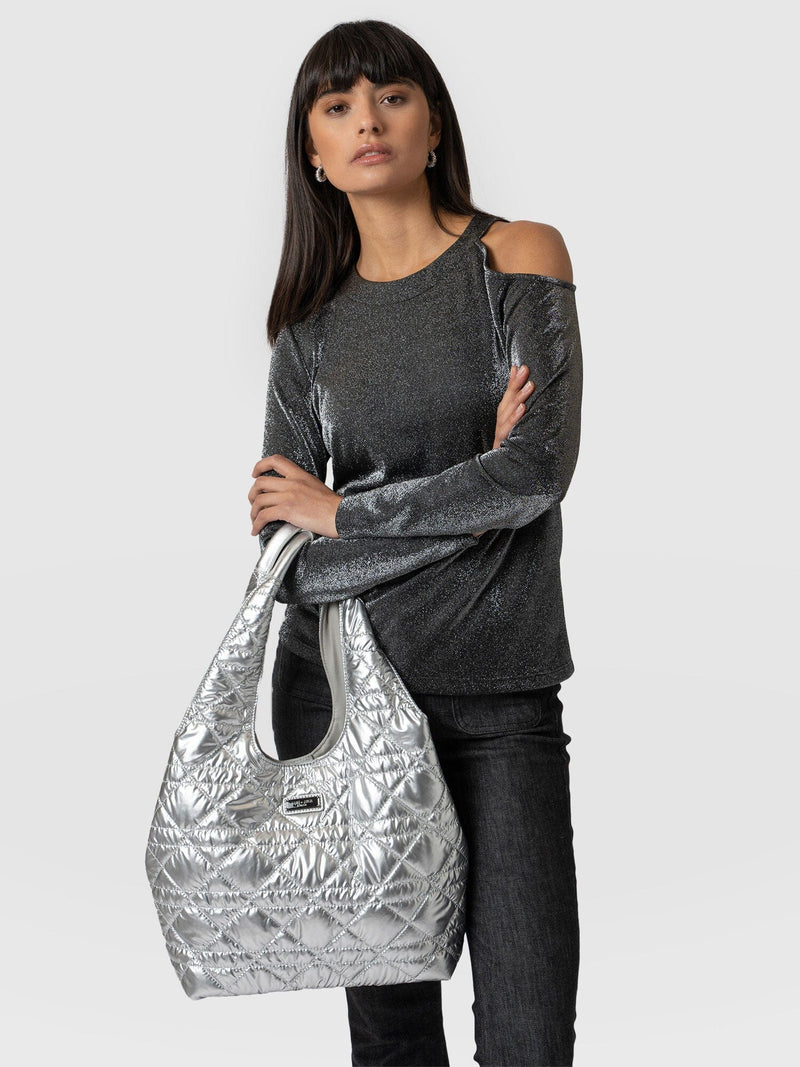 Stella Shoulder Tote Bag Silver - Women's Bags | Saint + Sofia® USA