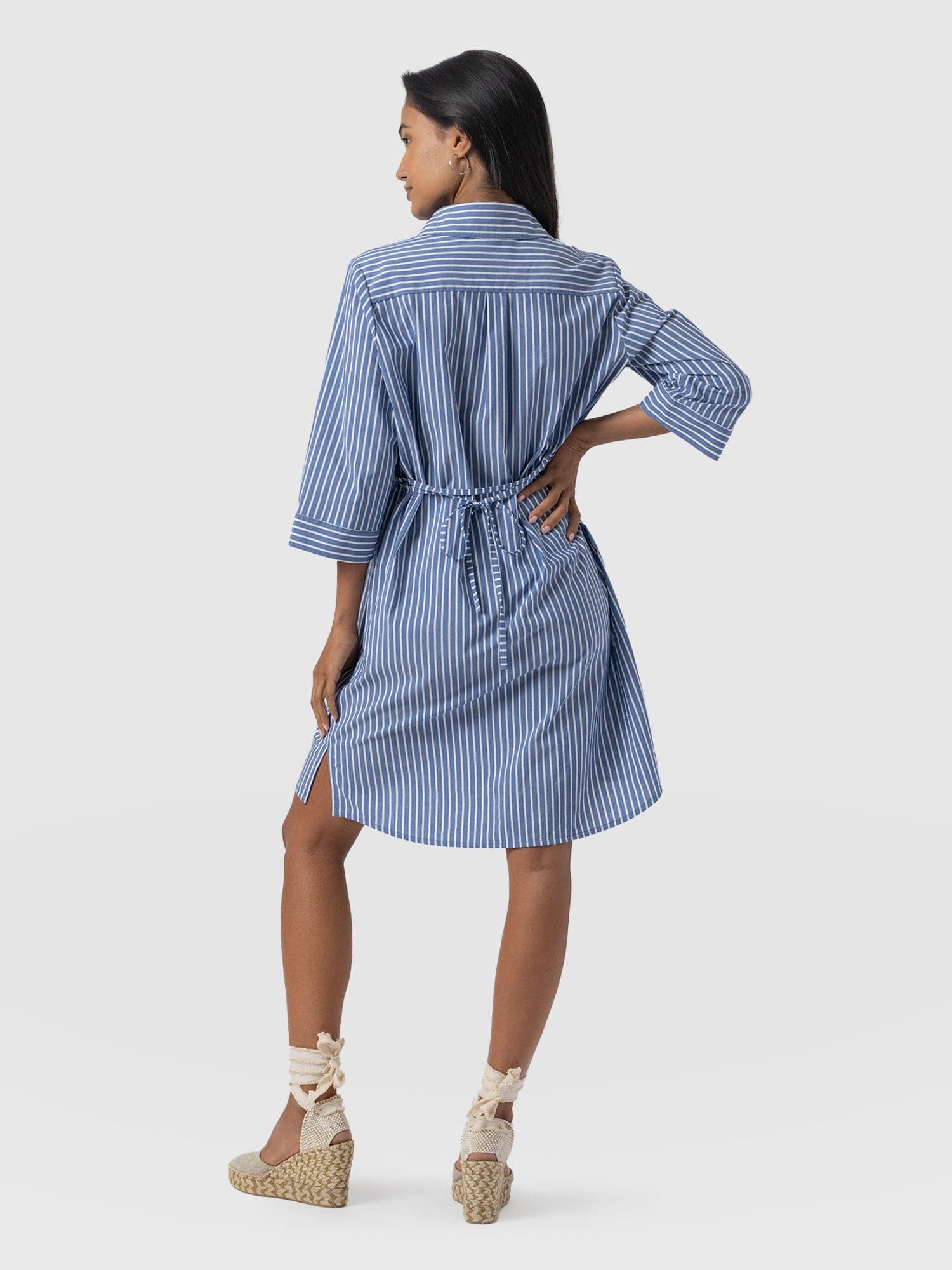ladies striped shirt dress Saint + Sofia | Women's Stevie Shirt Dress | Dresses | Blue