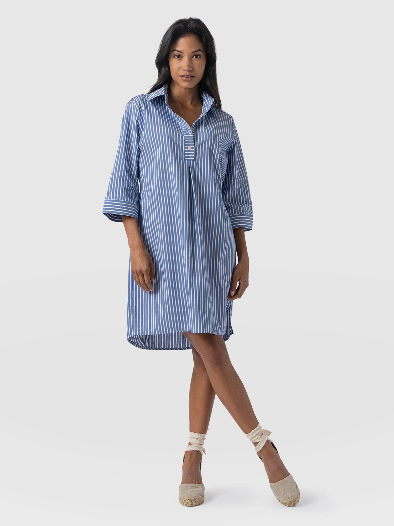 Stevie Shirt Dress - Blue Stripe - Women's Dresses | Saint + Sofia® USA