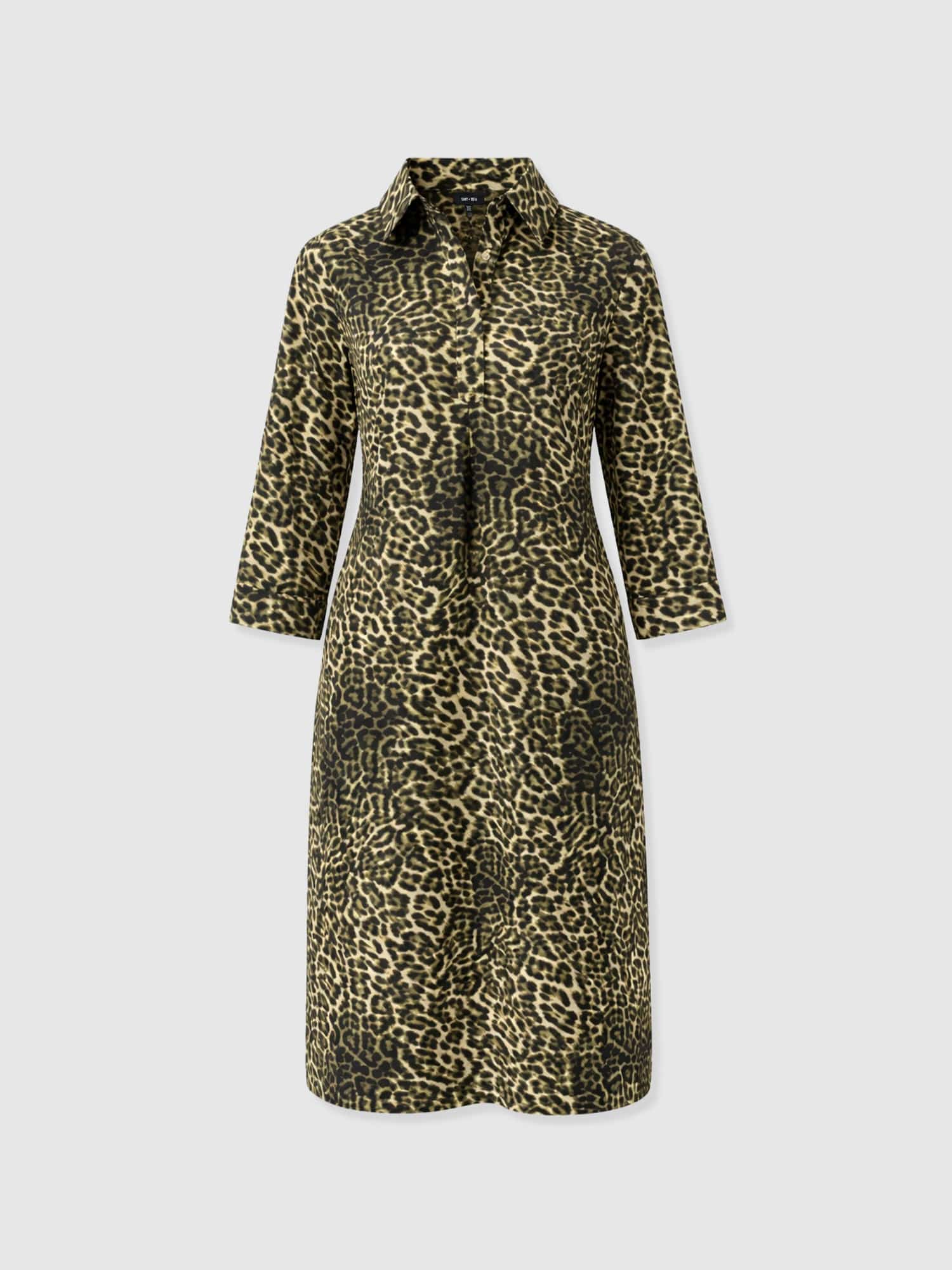 Stevie Shirt Dress - Green Leopard - Women's Dresses | Saint + Sofia® USA