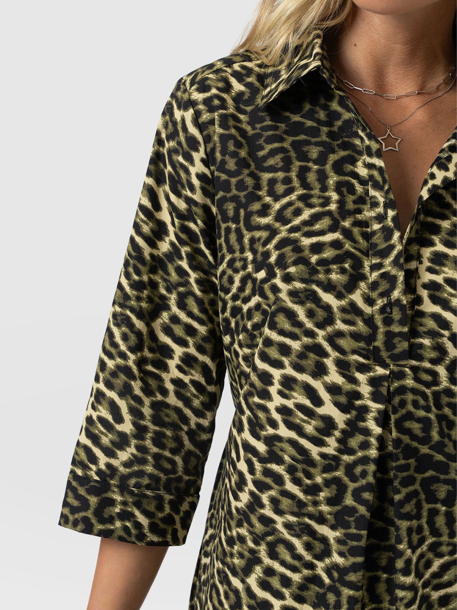 Stevie Shirt Dress - Green Leopard - Women's Dresses | Saint + Sofia® USA