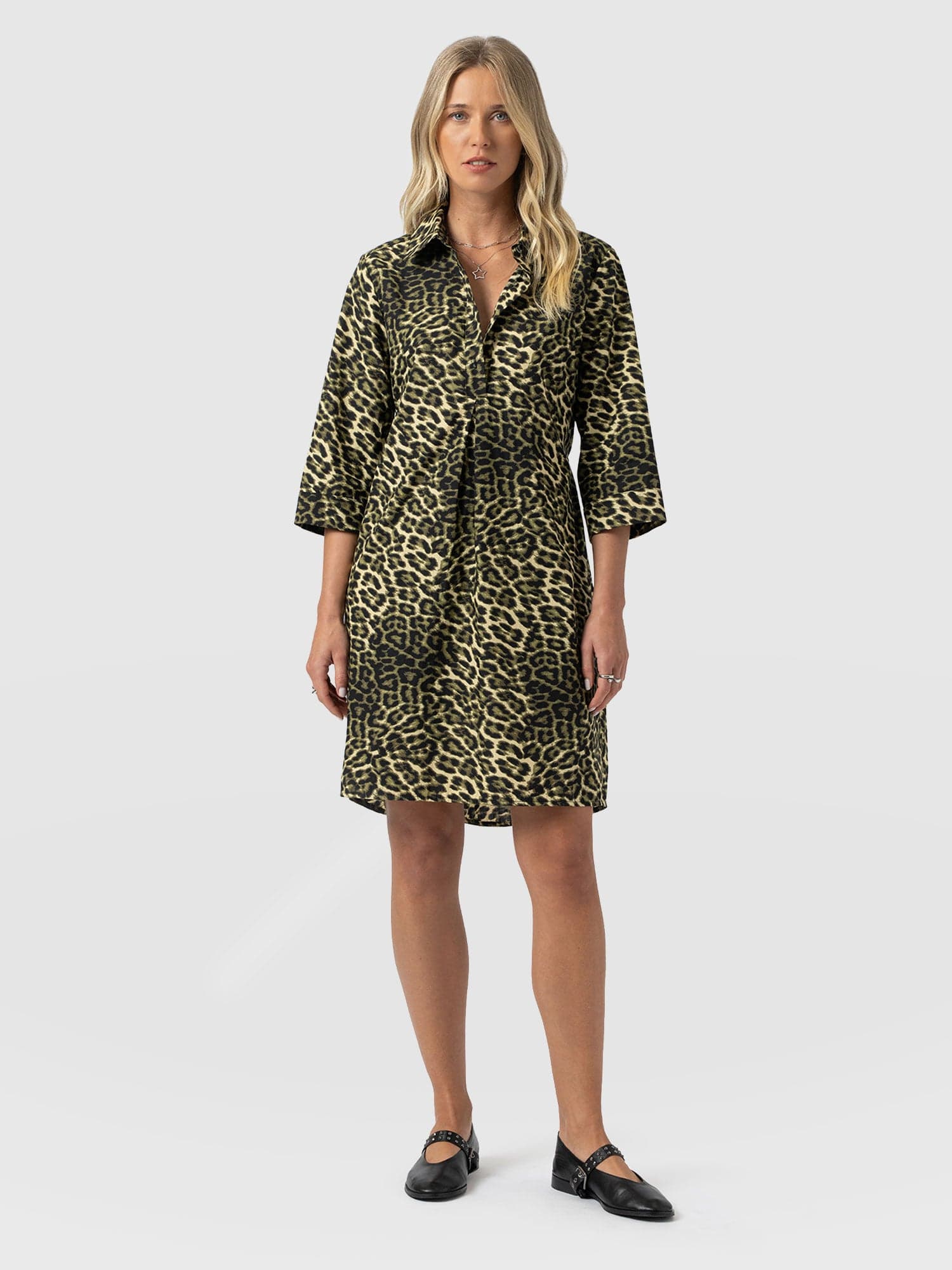 Stevie Shirt Dress - Green Leopard - Women's Dresses | Saint + Sofia® USA