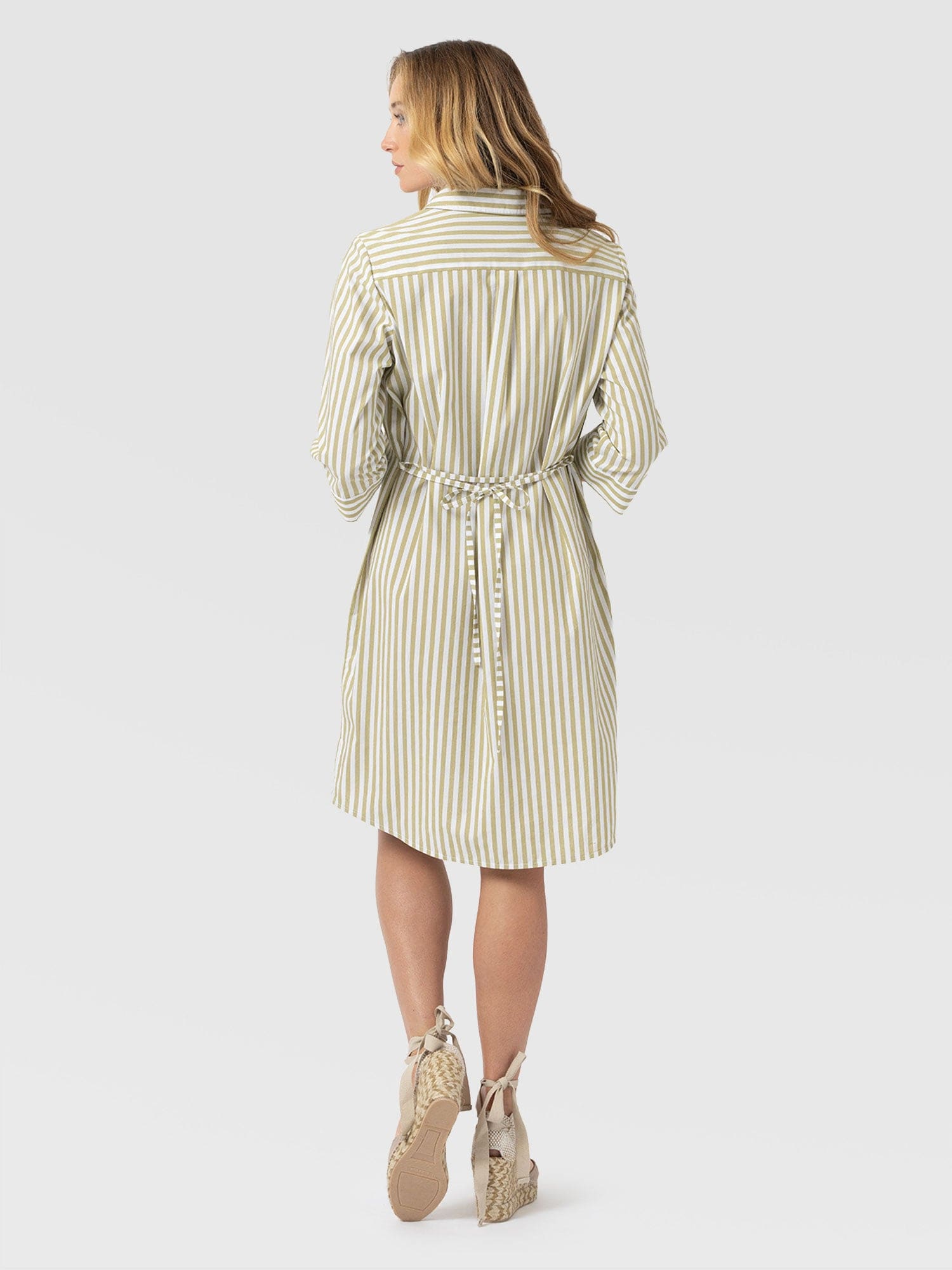 Stevie Shirt Dress - Green Stripe - Women's Dresses | Saint + Sofia® USA