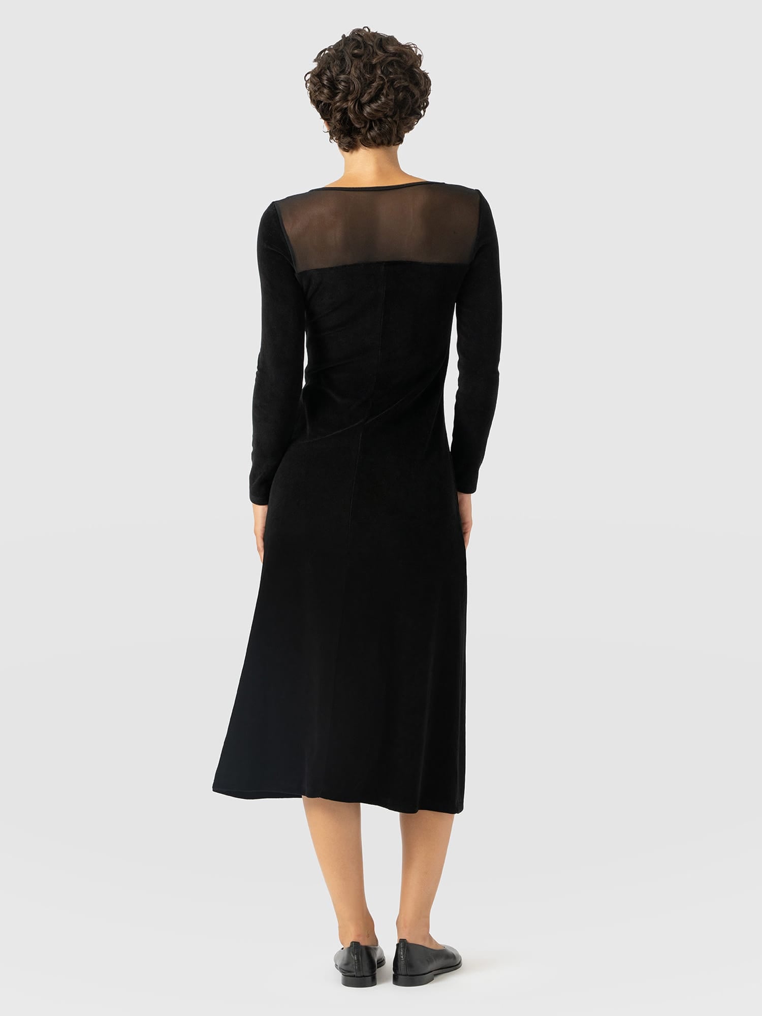 Storm Mesh Long Sleeve Dress - Black Velvet - Women's Dresses | Saint and Sofia® USA