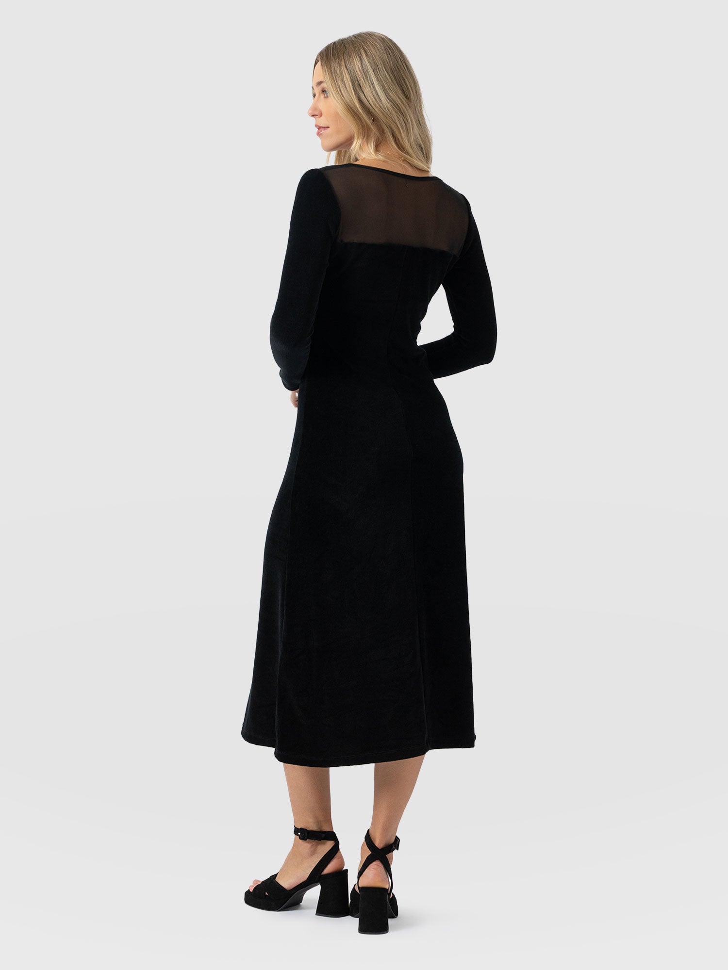 Storm Mesh Long Sleeve Dress - Black Velvet - Women's Dresses | Saint + Sofia® USA