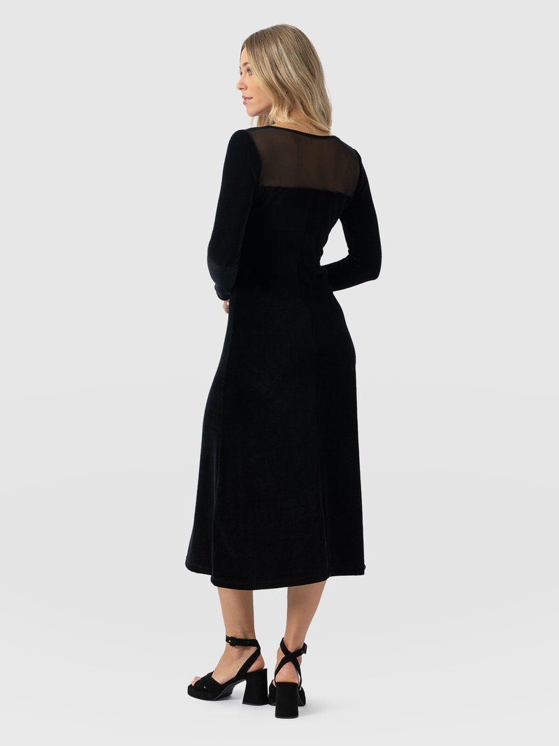 Storm Mesh Long Sleeve Dress - Black Velvet - Women's Dresses | Saint + Sofia® USA