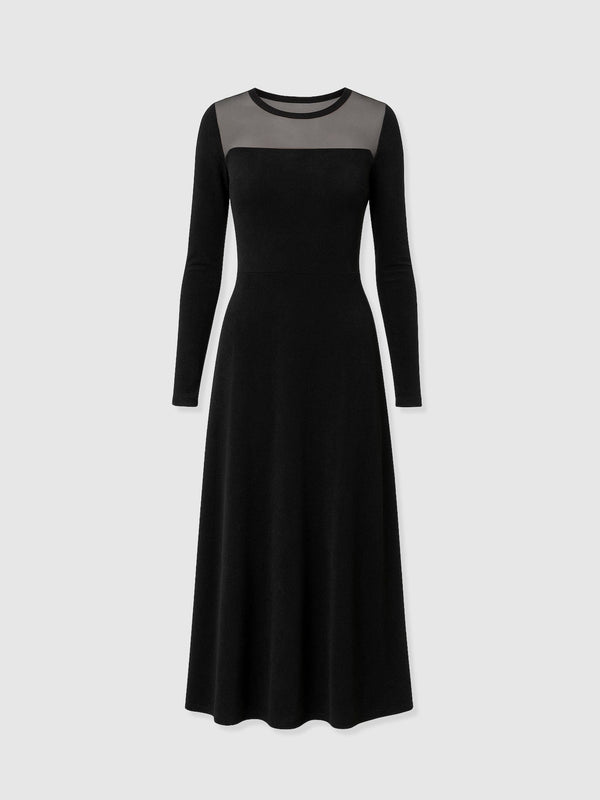 Storm Mesh Long Sleeve Dress - Black Velvet - Women's Dresses | Saint + Sofia® USA