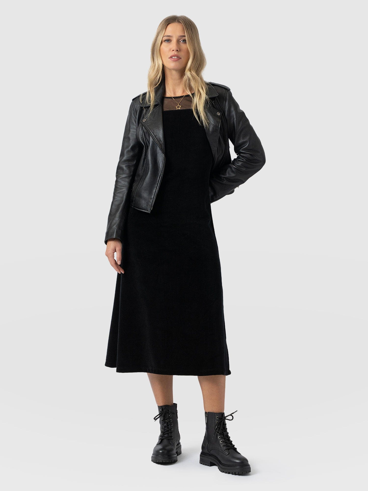 Storm Mesh Long Sleeve Dress - Black Velvet - Women's Dresses | Saint + Sofia® USA