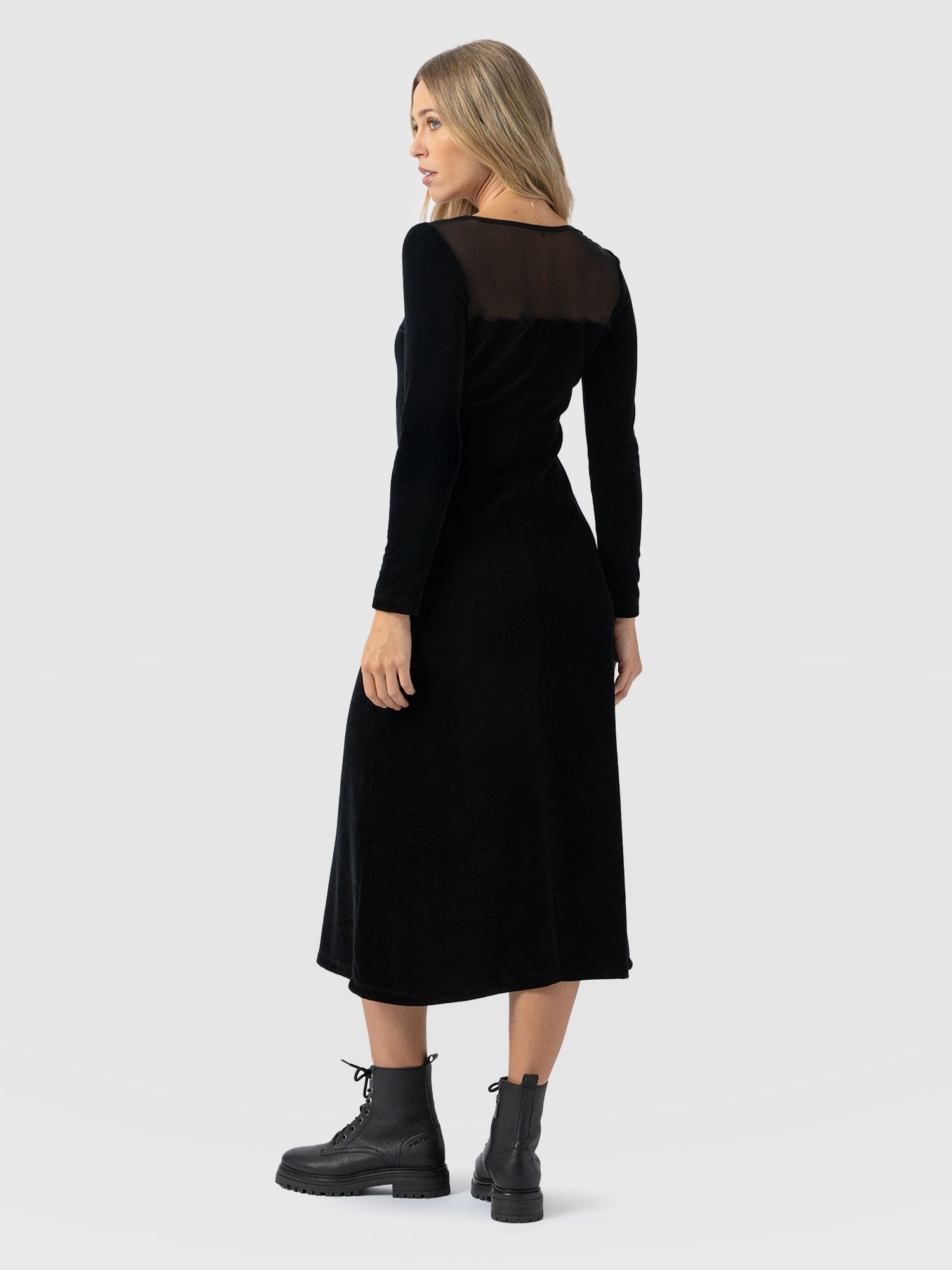 Storm Mesh Long Sleeve Dress - Black Velvet - Women's Dresses | Saint + Sofia® USA