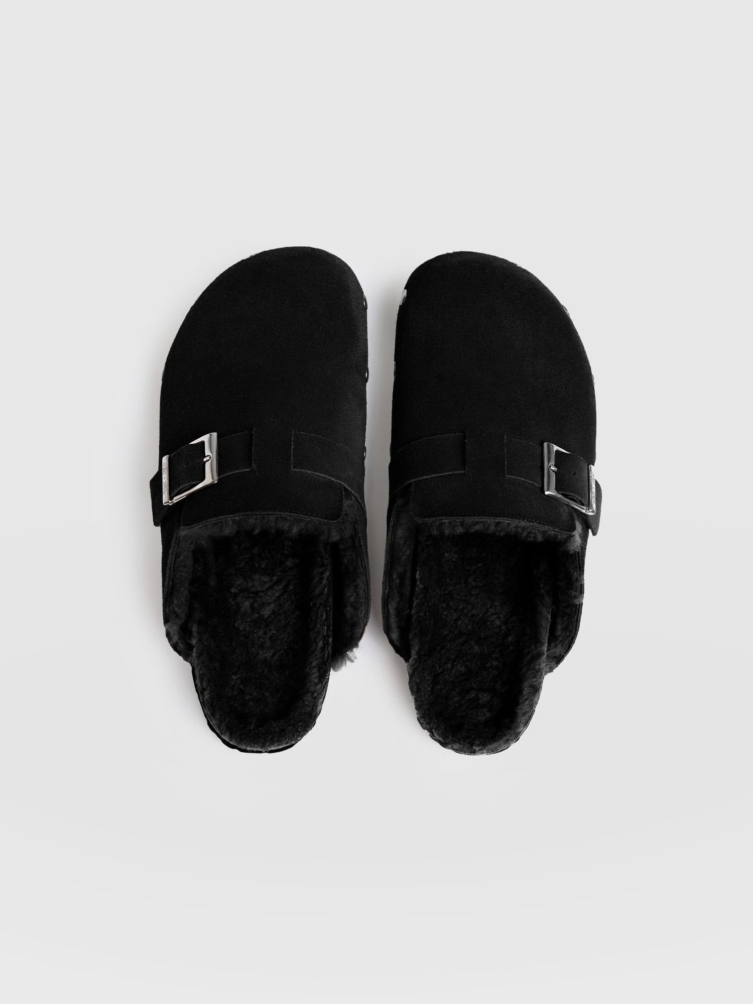 Studded Clogs Black Shearling - Women's Shoes | Saint + Sofia® US
