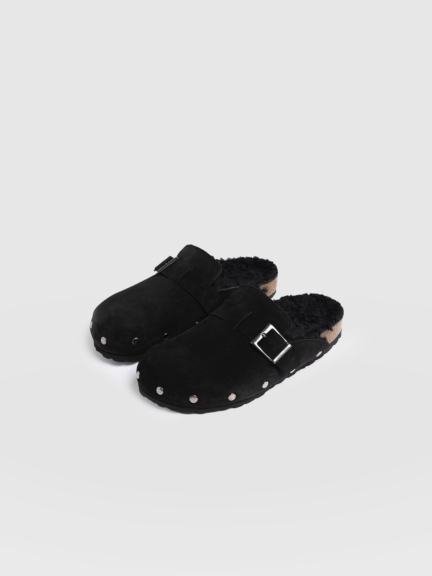 Studded Clogs Black Shearling - Women's Shoes | Saint + Sofia® US