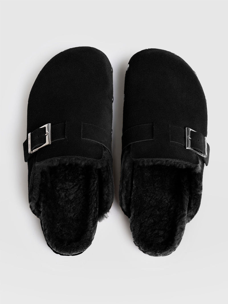 Studded Clogs Black Shearling - Women's Shoes | Saint + Sofia® US