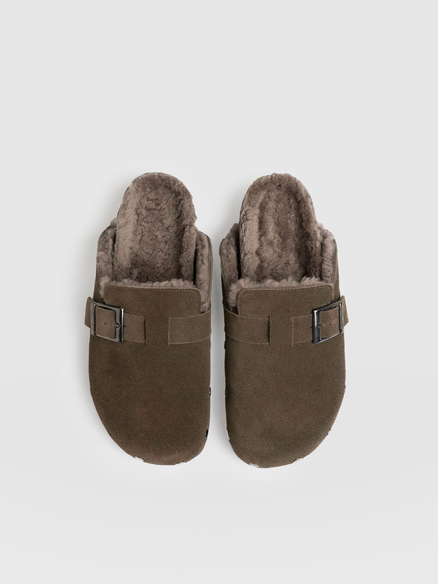 Studded Clogs Khaki Shearling - Women's Shoes | Saint + Sofia® US