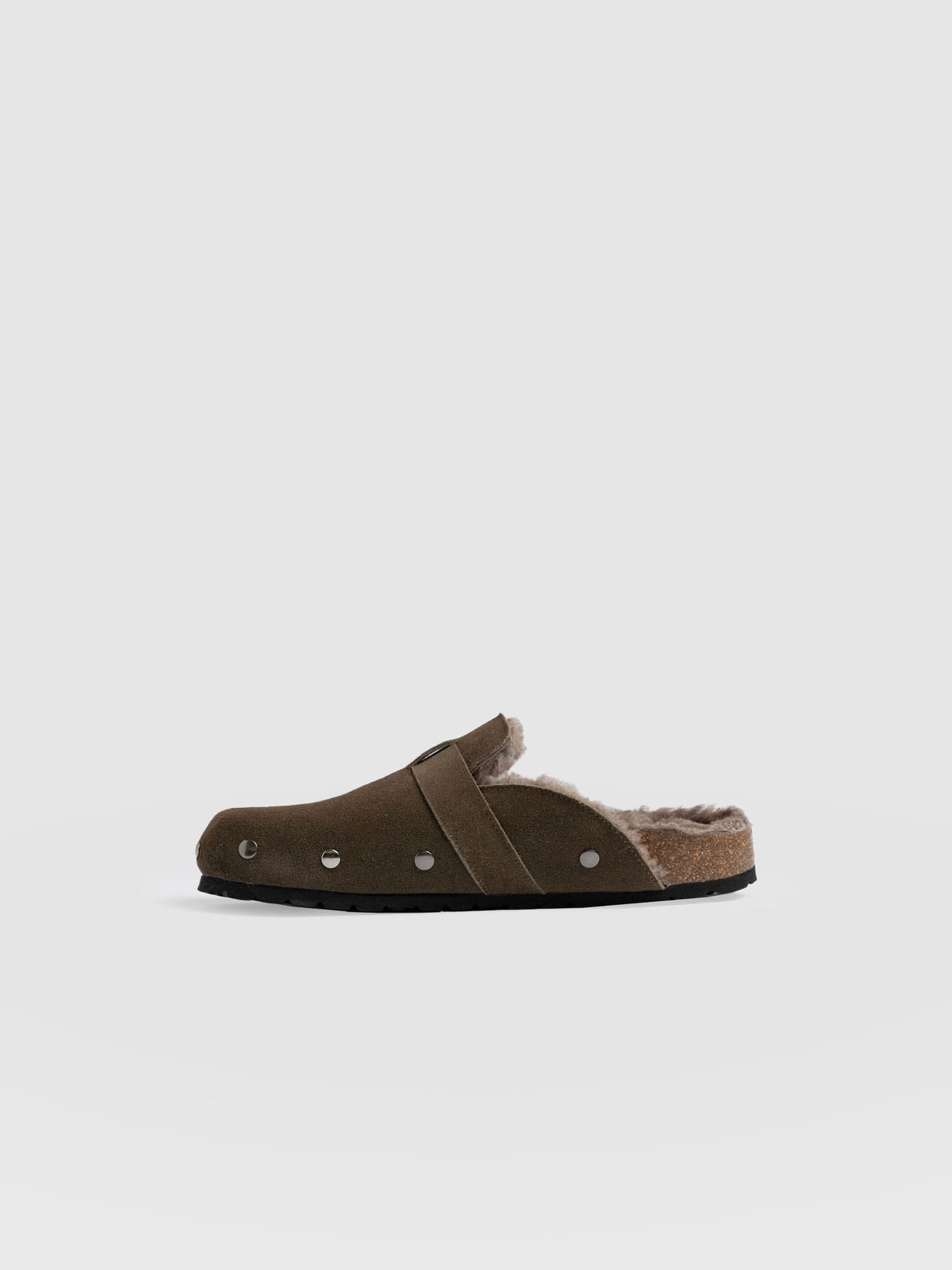Studded Clogs Khaki Shearling - Women's Shoes | Saint + Sofia® US