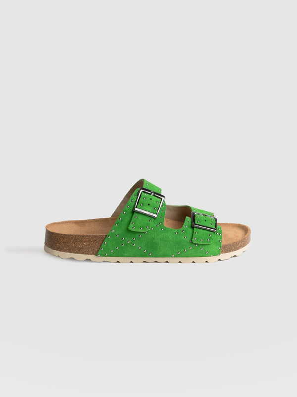 Studded Sutton Slides Green - Women's Sandals | Saint + Sofia® USA