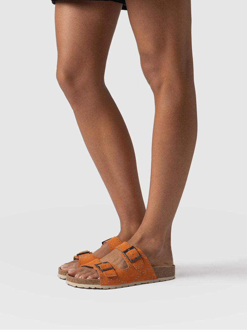 Studded Sutton Slides Orange - Women's Sandals | Saint + Sofia® USA