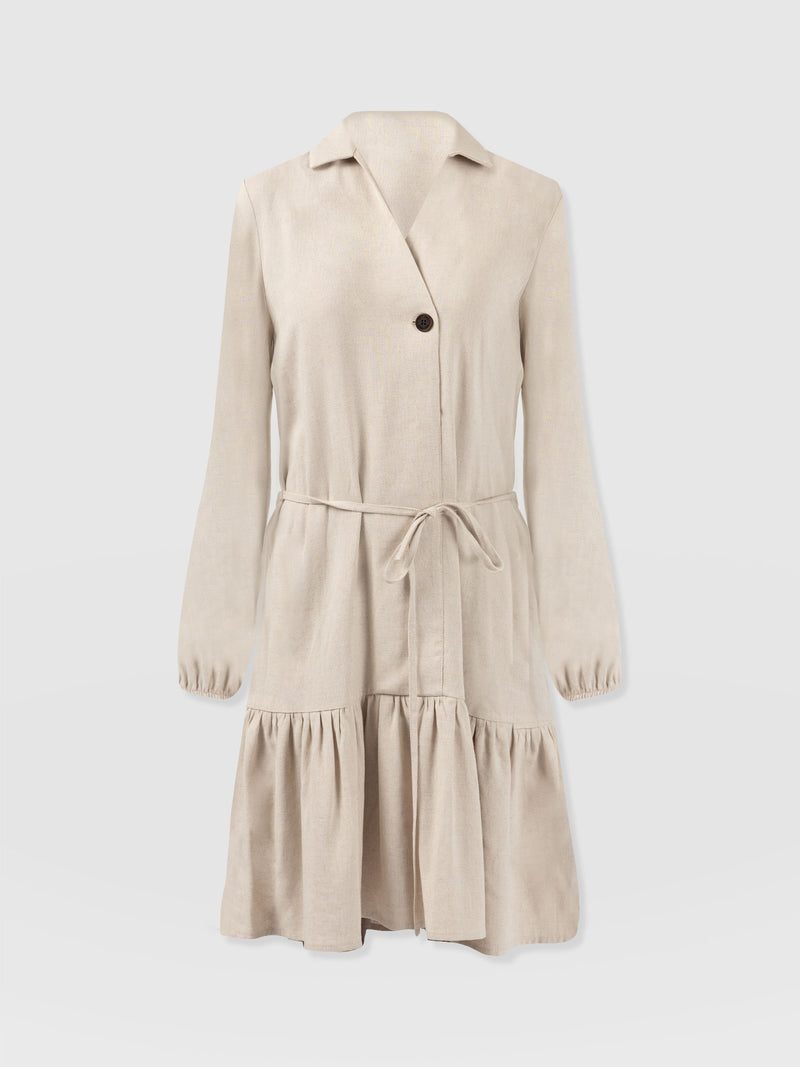 Aurelia Mini Linen Dress - Oatmeal