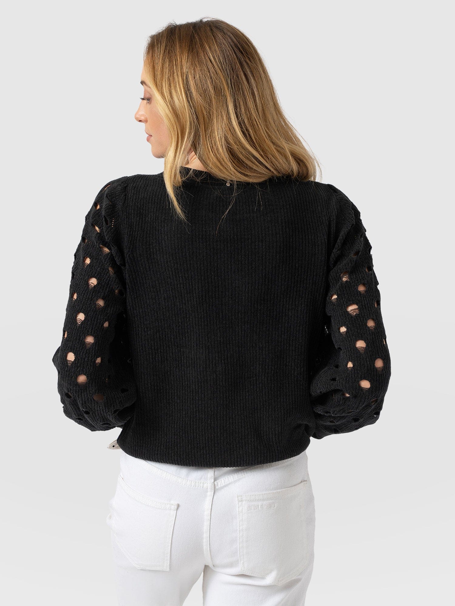 Suki Lace Hole Knit Black - Women's Knitwear | Saint + Sofia® US