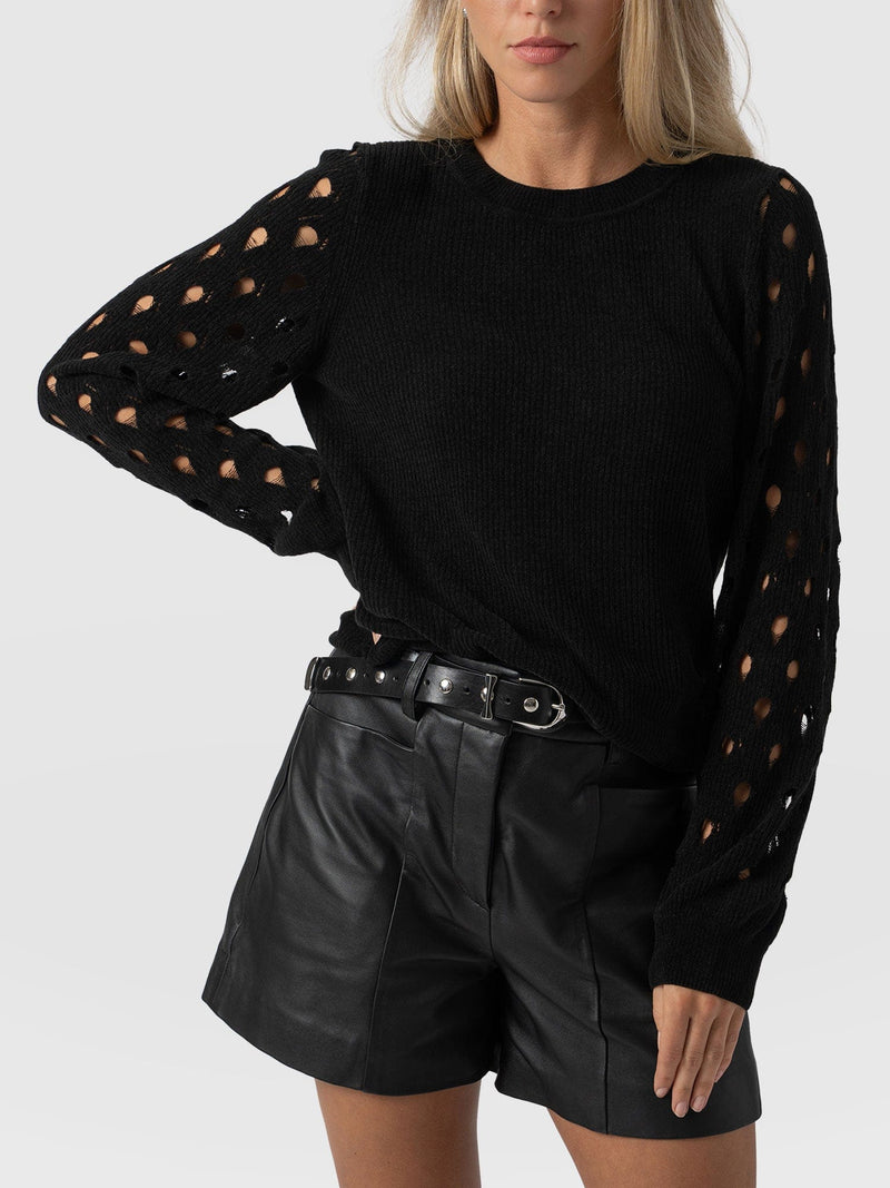 Suki Lace Hole Knit Black - Women's Knitwear | Saint + Sofia® US