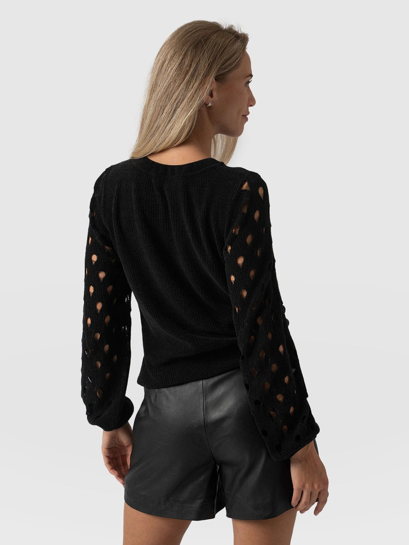 Suki Lace Hole Knit Black - Women's Knitwear | Saint + Sofia® US