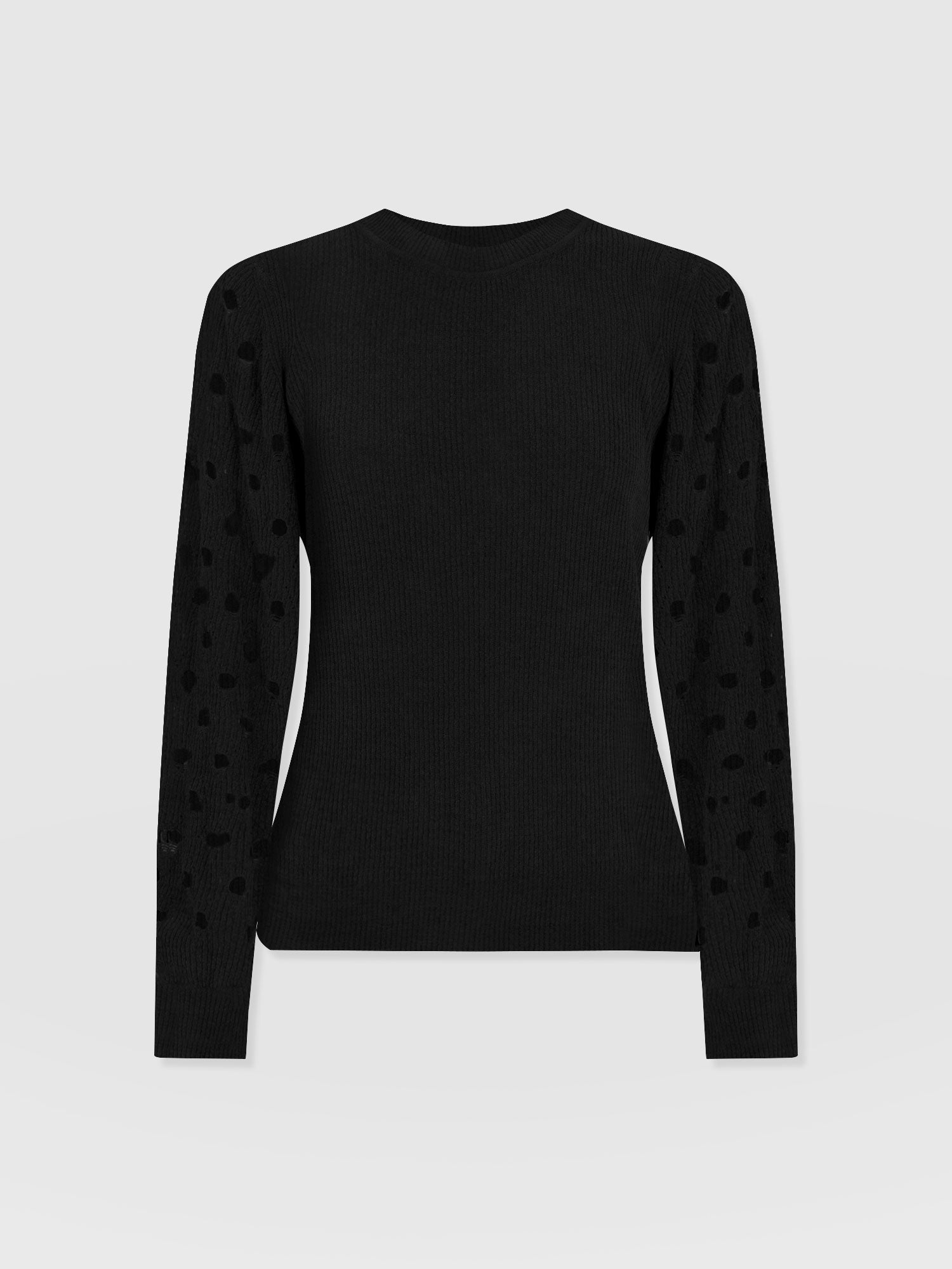 Suki Lace Hole Knit Black - Women's Knitwear | Saint + Sofia® US