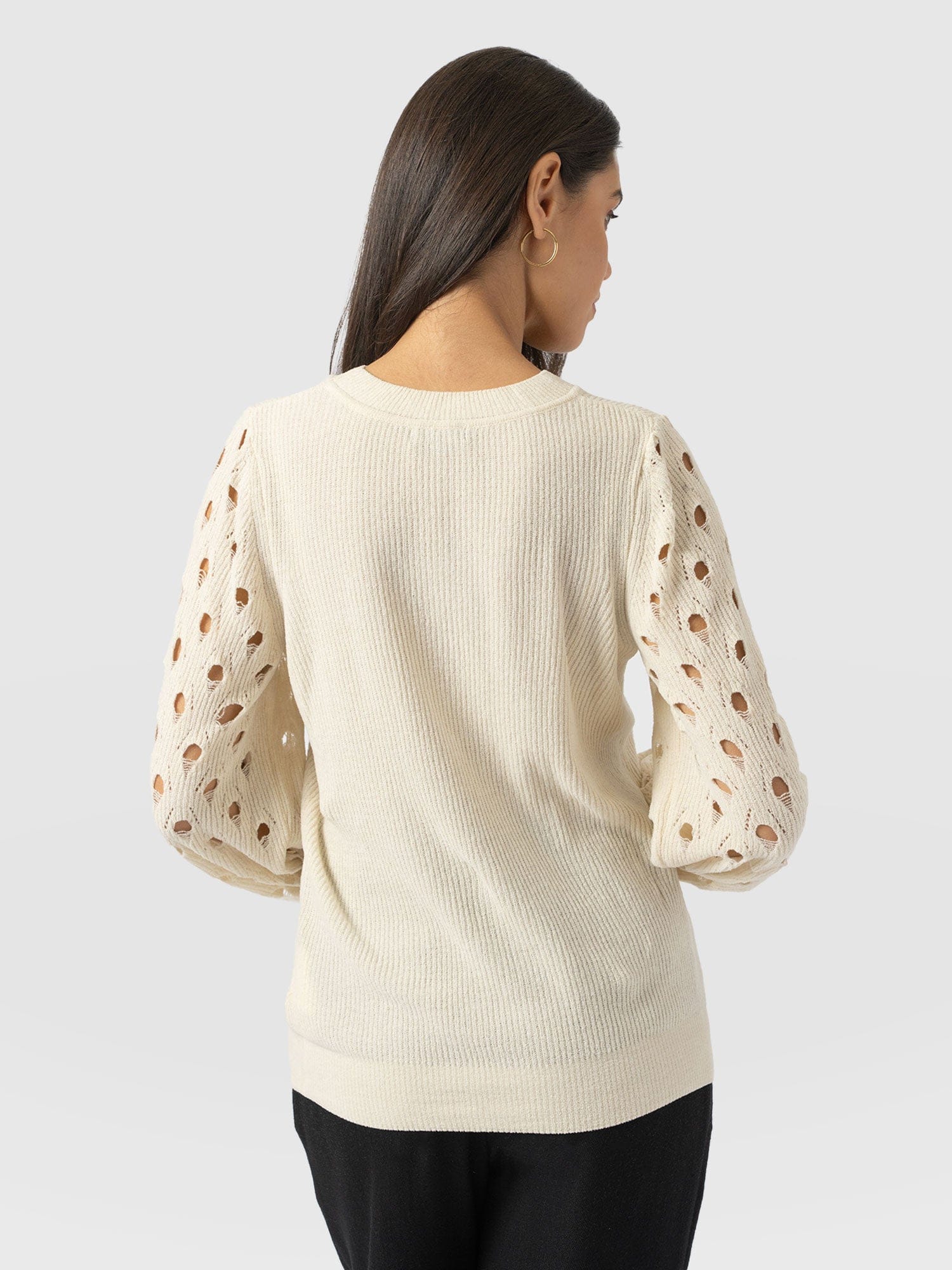 Suki Lace Hole Knit - Cream - Women's Sweaters | Saint + Sofia® USA
