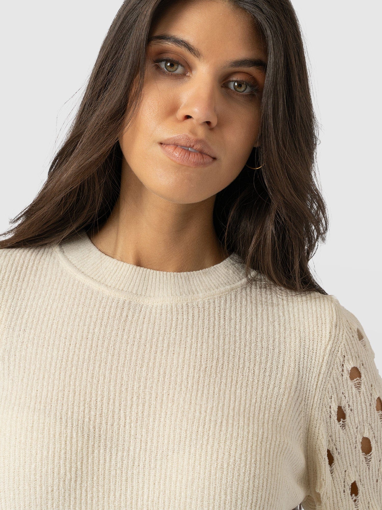 Suki Lace Hole Knit - Cream - Women's Sweaters | Saint + Sofia® USA