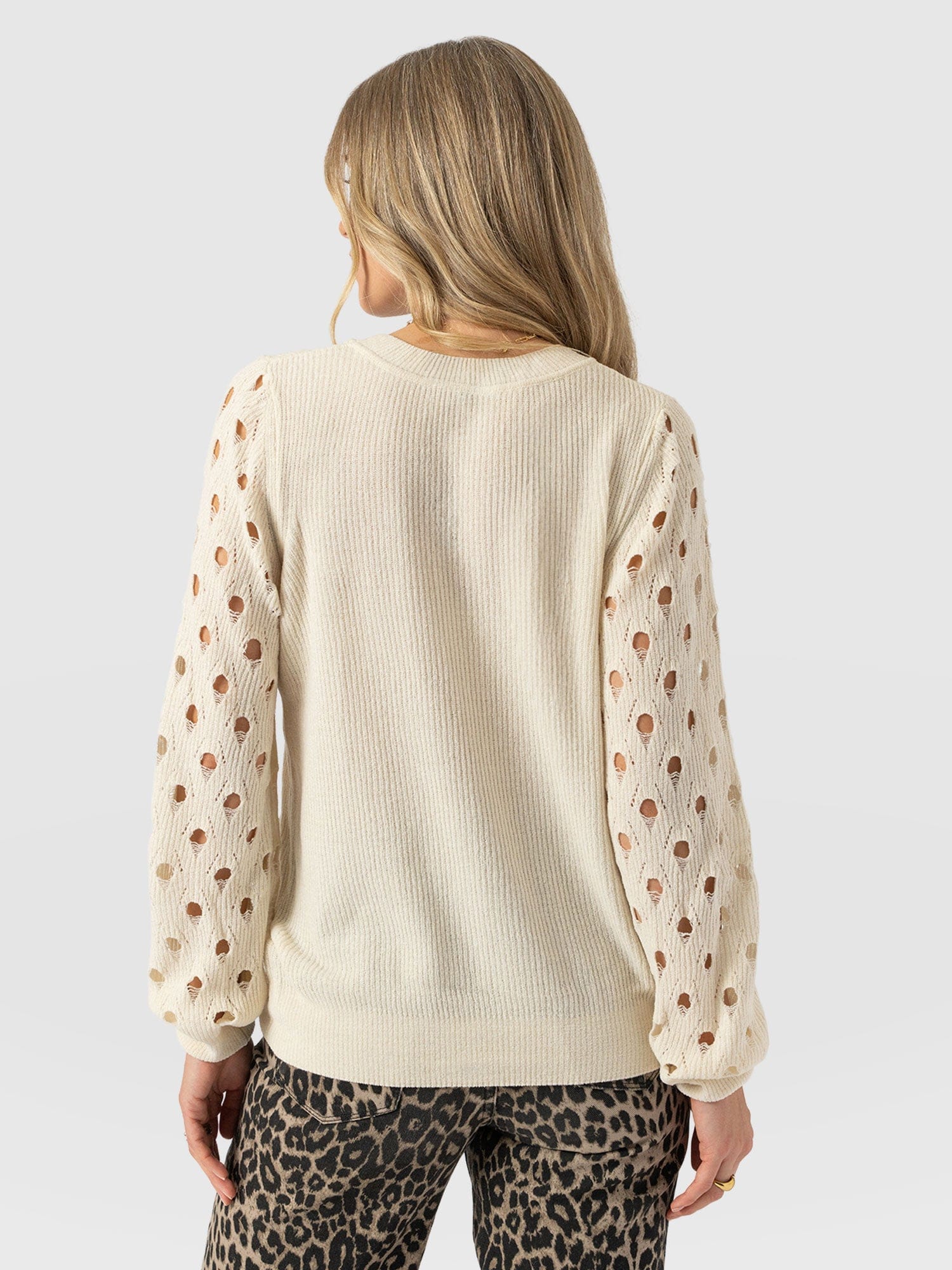 Suki Lace Hole Knit - Cream - Women's Sweaters | Saint + Sofia® USA