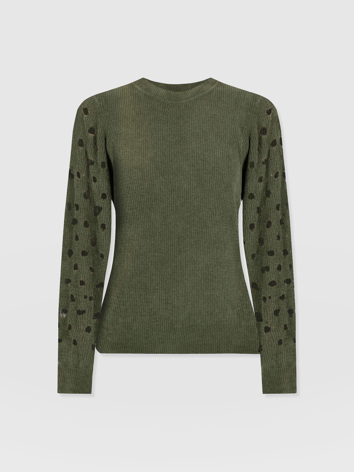 Suki Lace Hole Knit Green - Women's Knitwear | Saint + Sofia® UK