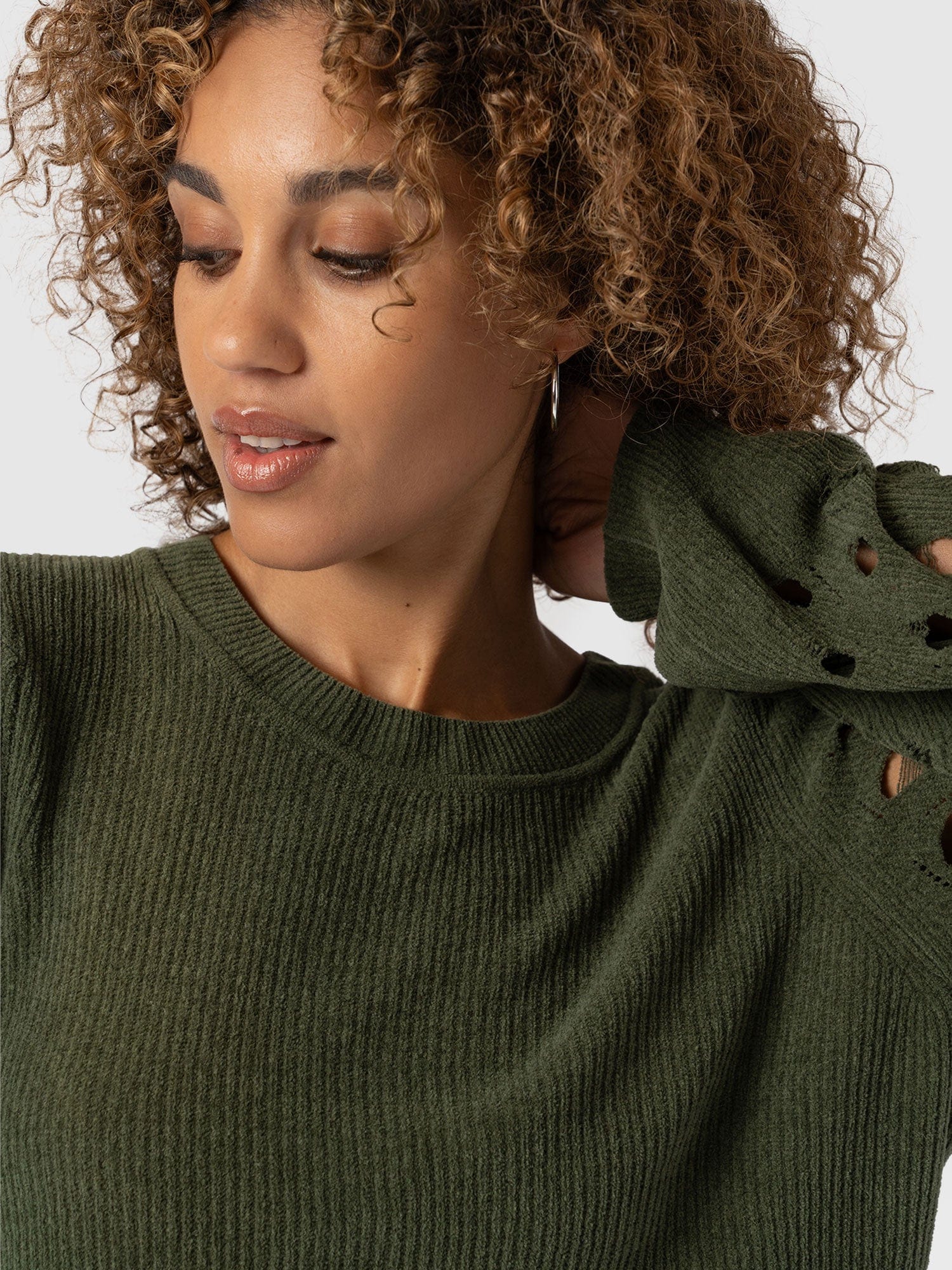 Suki Lace Hole Knit Green - Women's Knitwear | Saint + Sofia® US