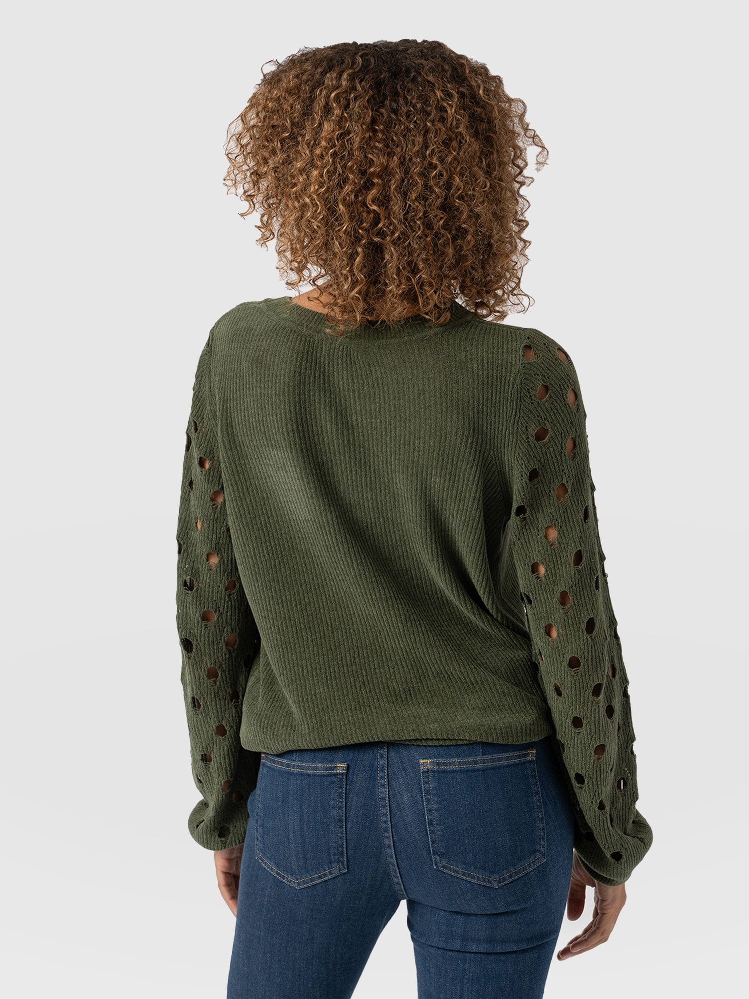Suki Lace Hole Knit Green - Women's Knitwear | Saint + Sofia® US