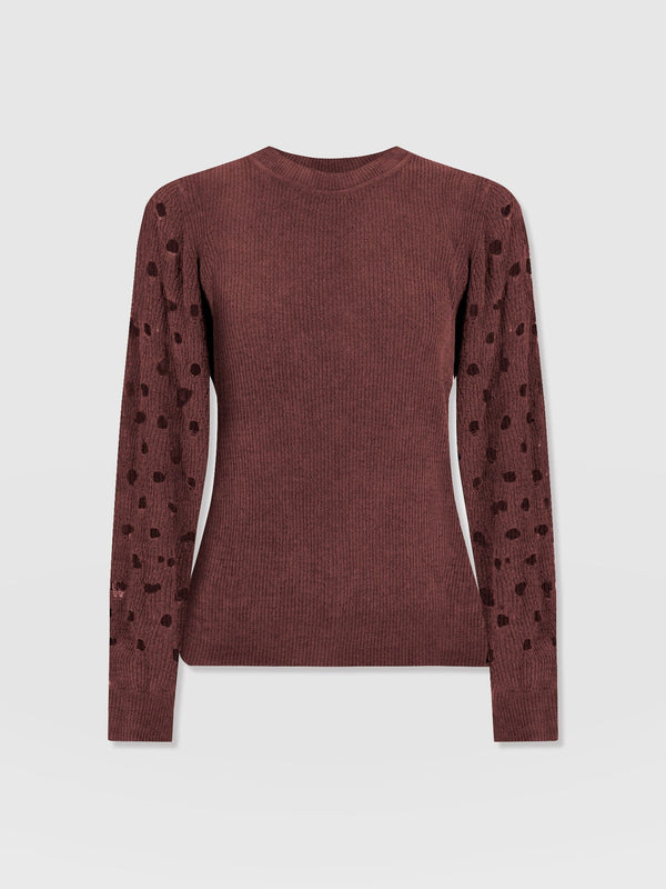 Suki Lace Hole Knit - Mauve - Women's Jumpers | Saint + Sofia® USA