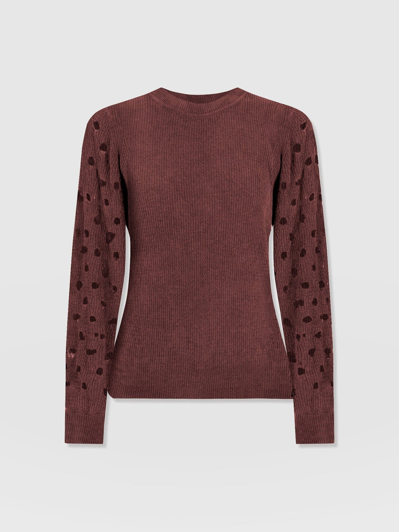 Suki Lace Hole Knit - Mauve - Women's Jumpers | Saint + Sofia® USA