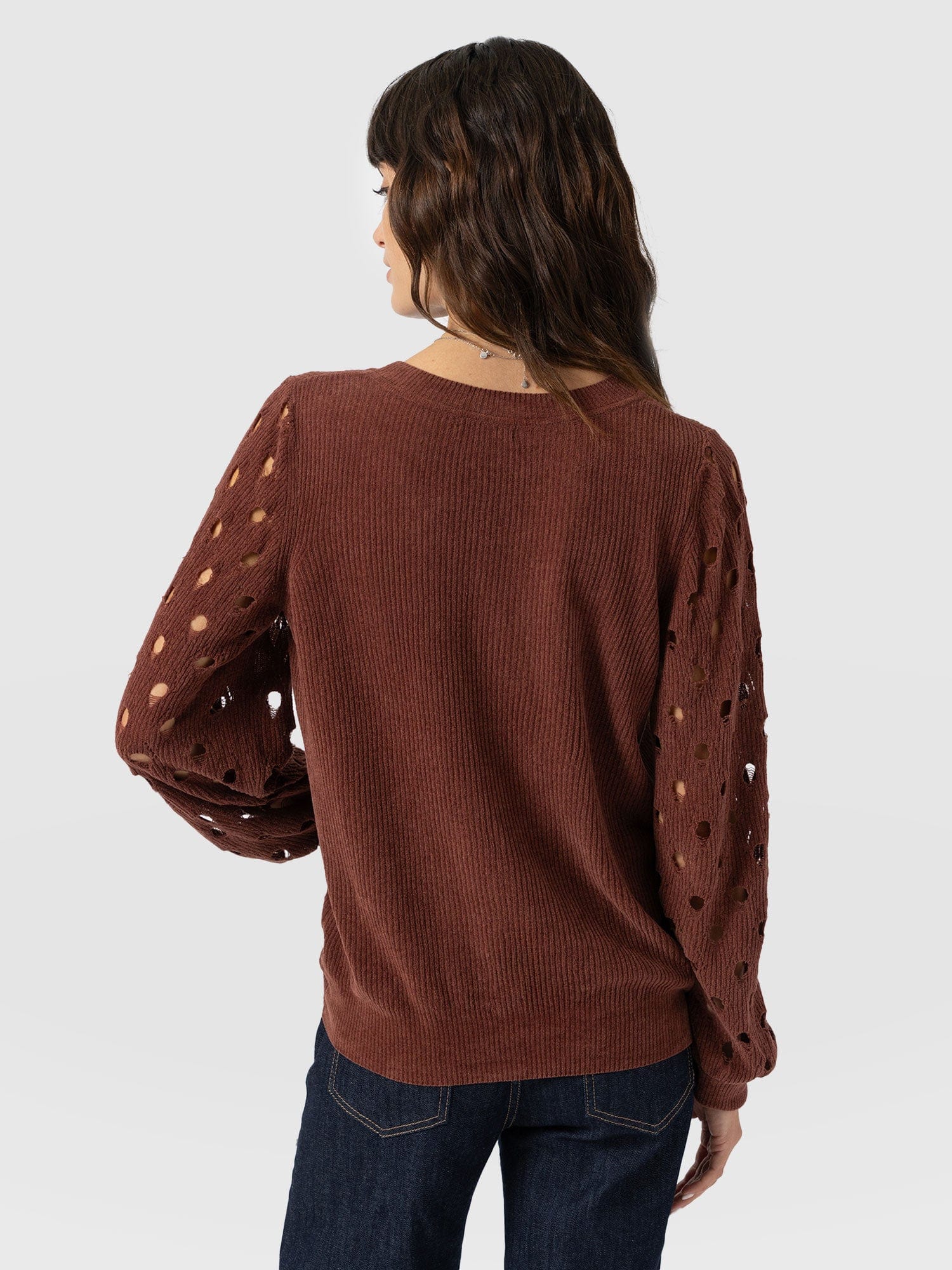 Suki Lace Hole Knit - Mauve - Women's Jumpers | Saint + Sofia® USA