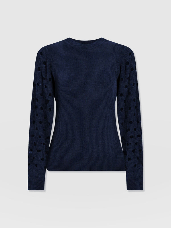 Suki Lace Hole Knit - Navy - Women's Jumpers | Saint + Sofia® USA