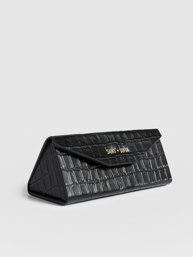 Sunglasses Case Black Croc - Women's Travel Accessories | Saint + Sofia® US