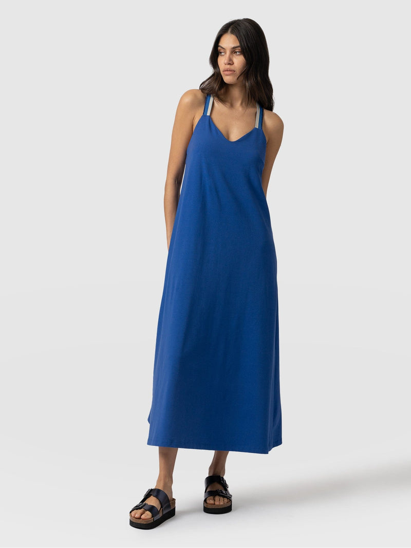 Sunset Dress Cobalt Blue Navy Lurex - Women's Dresses | Saint + Sofia® USA