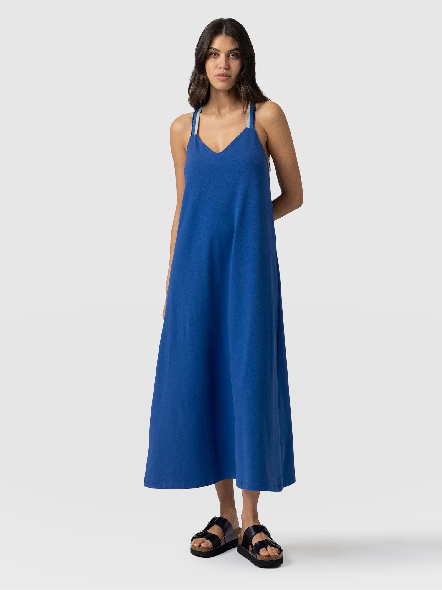 Sunset Dress Cobalt Blue Navy Lurex - Women's Dresses | Saint + Sofia® USA