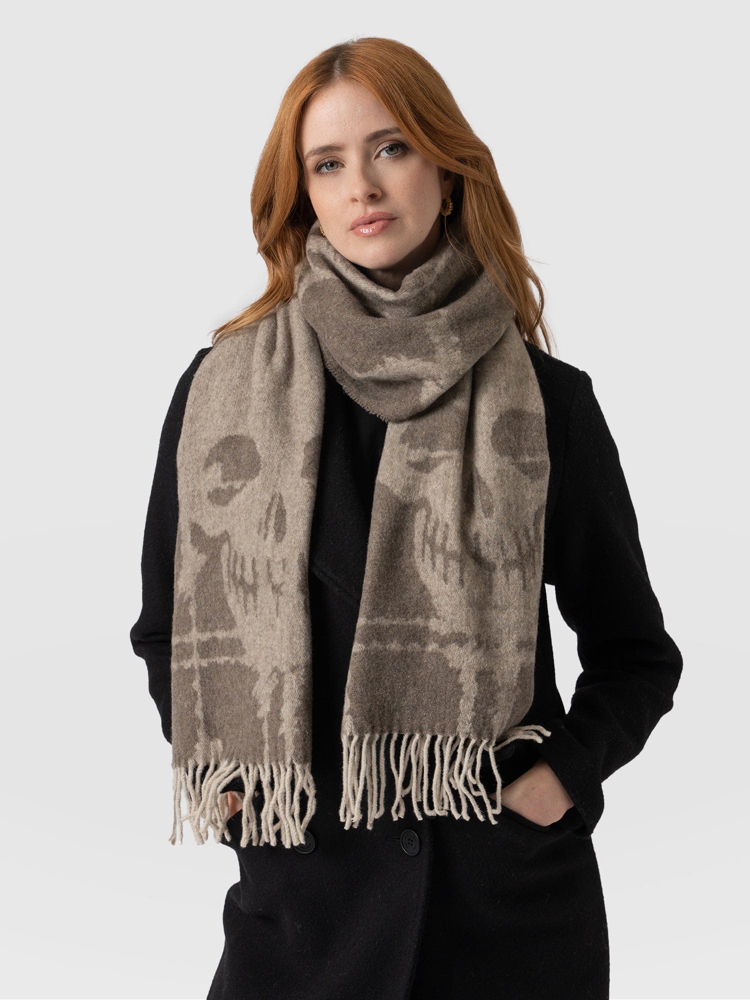 Sutton Skull Scarf Beige - Women's Scarf | Saint + Sofia® USA