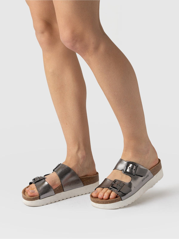 Sutton Slide Silver - Women's Sandals | Saint + Sofia® USA