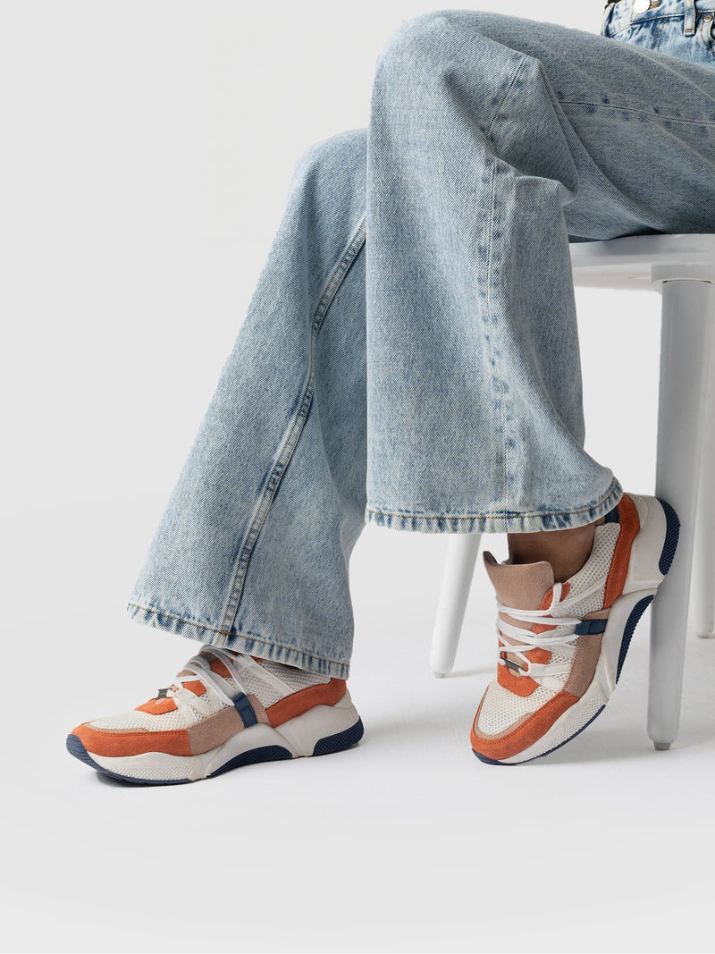 Sutton Sneaker Navy/Orange- Women's Sneakers | Saint + Sofia® USA