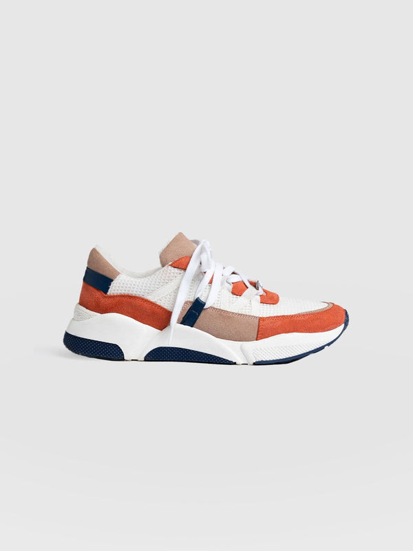 Sutton Sneaker Navy/Orange- Women's Sneakers | Saint + Sofia® USA