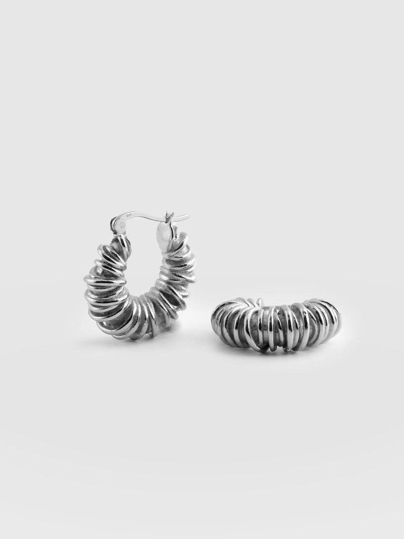Swirl Hoop Earrings Silver - Women's Jewellery | Saint + Sofia® USA
