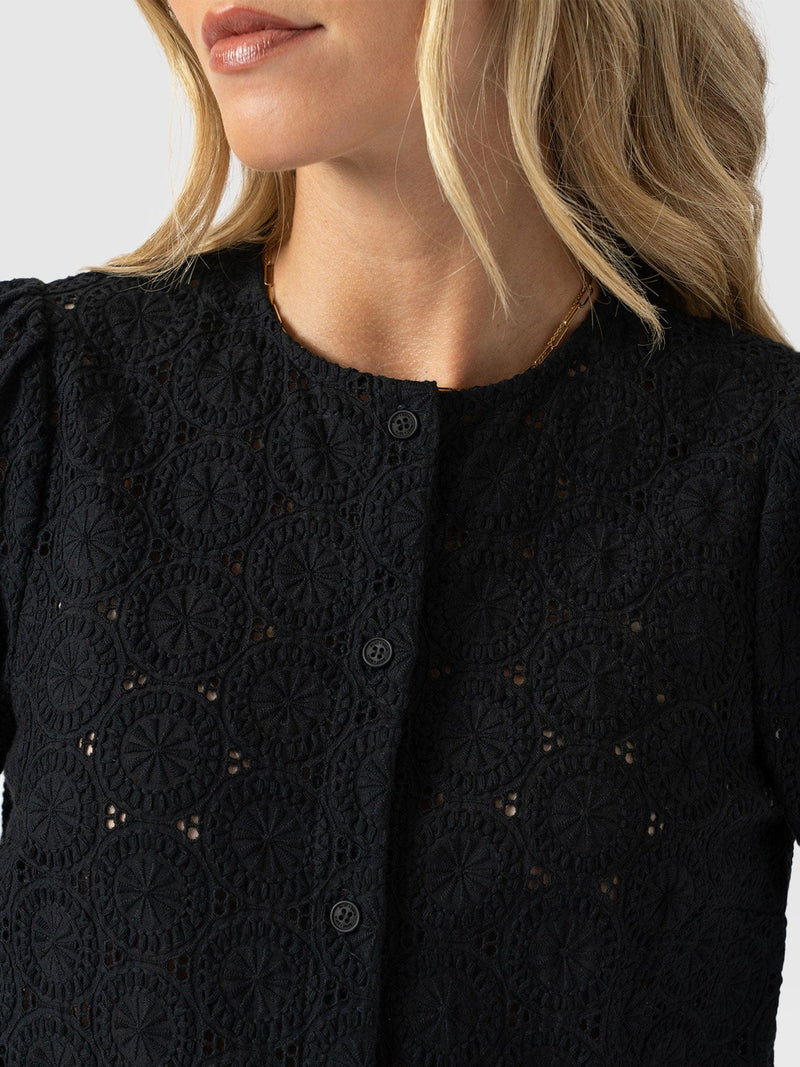 Tabitha Blouse Black Broderie - Women's Blouses | Saint + Sofia® US