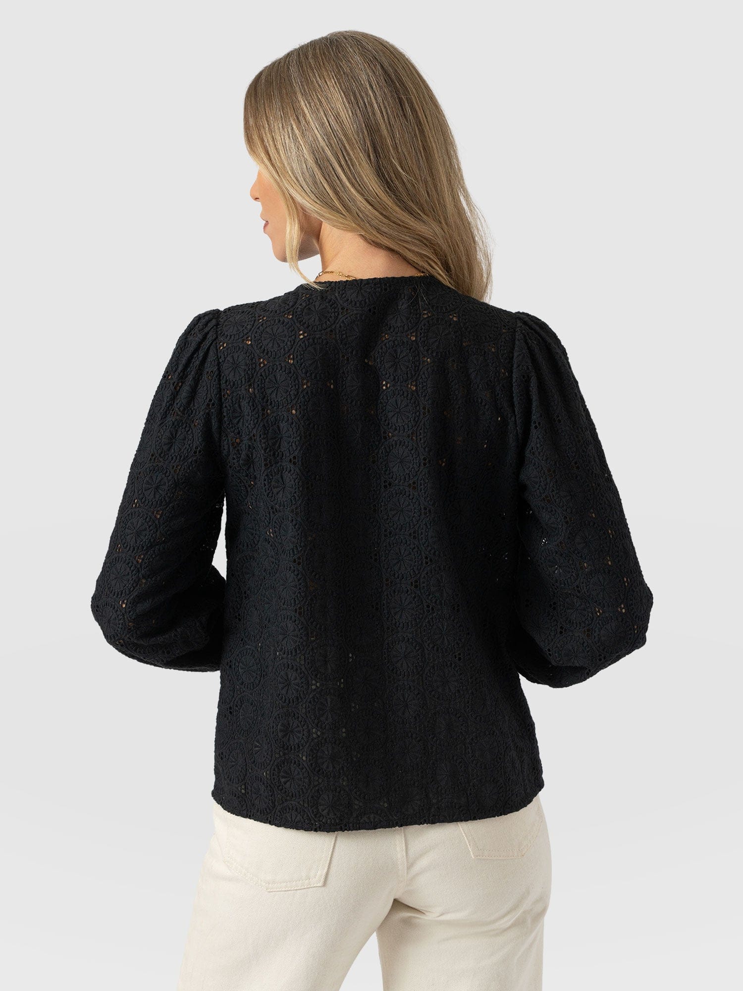 Tabitha Blouse Black Broderie - Women's Blouses | Saint + Sofia® US