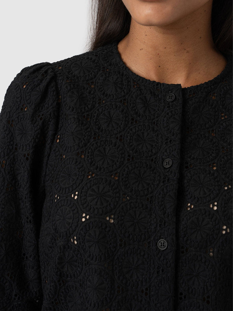 Tabitha Blouse Black Broderie - Women's Blouses | Saint + Sofia® US