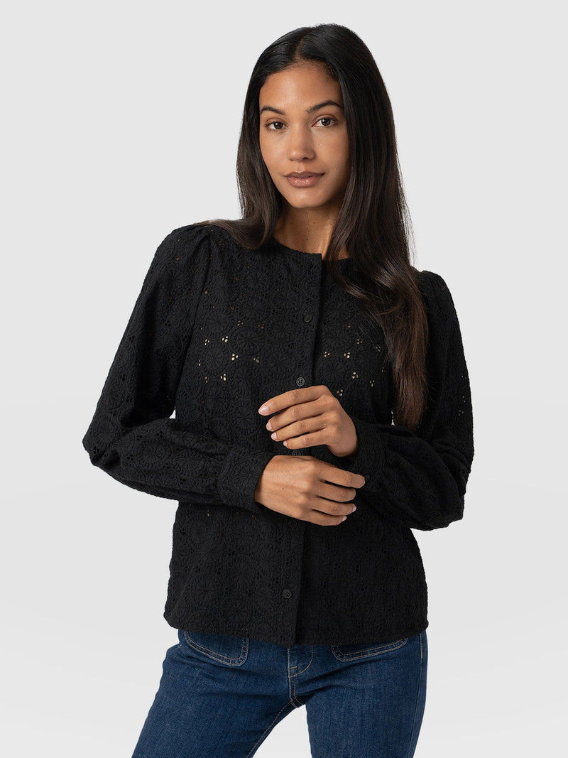 Tabitha Blouse Black Broderie - Women's Blouses | Saint + Sofia® US