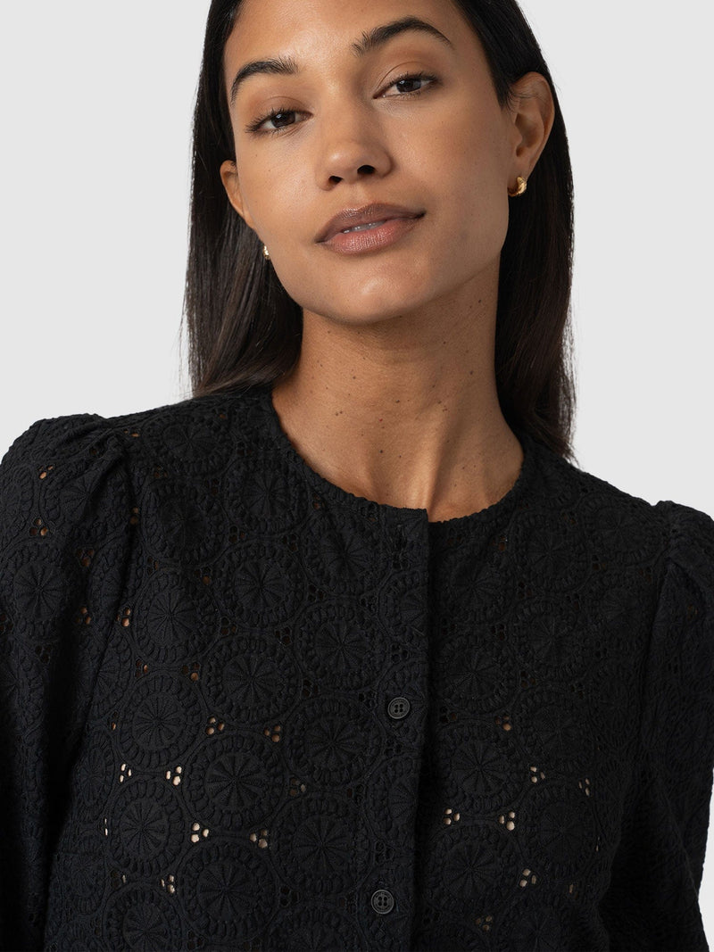 Tabitha Blouse Black Broderie - Women's Blouses | Saint + Sofia® US