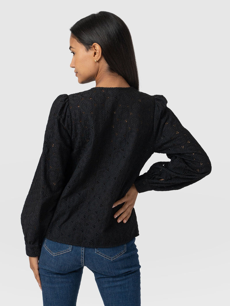 Tabitha Blouse Black Broderie - Women's Blouses | Saint + Sofia® US